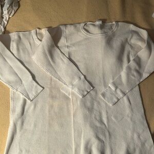 White Thermal Long Sleeve Tops